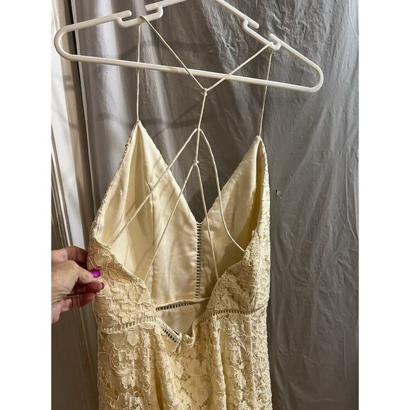 Revolve NBD cream Only Yours Midi Dress Lace Overlay Strappy Sz M - Picture 6 of 9